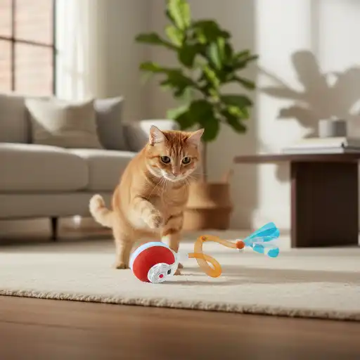 Cat Ball with Elastic Mesh Tail