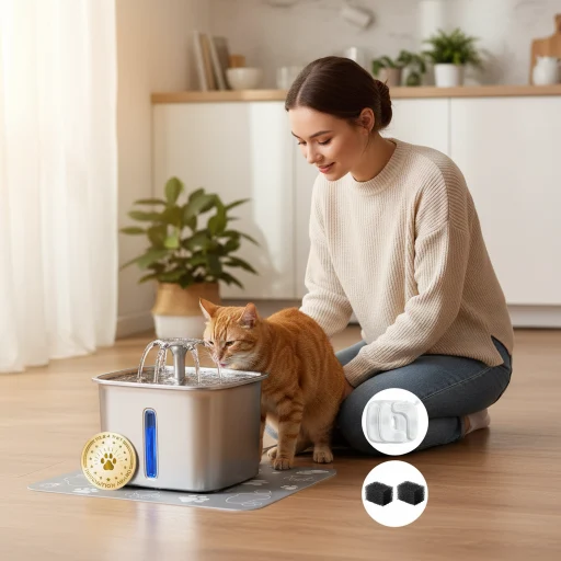 Veken Innovation Award Winner Stainless Steel Cat Water Fountain,