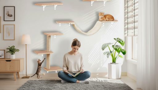 Cat Shelves for Wall，Solid Wood Cat Wall